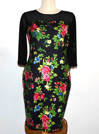 Flower Dress with See-through Sleeves